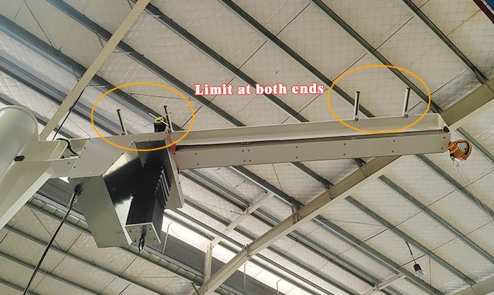 Compact cantilever crane limit device